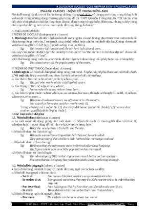 Kỹ năng làm bài thi Tốt nghiệp THPT môn Tiếng Anh - English clauses - Mệnh đề trong Tiếng Anh - Đỗ Bình